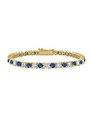 Sapphire and Diamond Tennis Bracelet : 18K Yellow Gold â€" 4.00 CT TGW