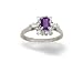 14K White Gold Genuine Emerald-cut Amethyst and Diamond Ring