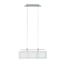 Eglo 85053A Yola, Nickel Frosted and Clear, 3-Light Pendant Light Fixture by Eglo