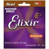 Elixir Nanoweb Light Medium Phosphor Bronze Acoustic Guitar Strings