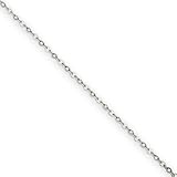 14k White Gold 1.3mm Hammered Rolo Chain Necklace - 24 Inch
