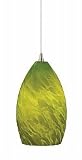 American Fluorescent LV1ELP13GNSN Elise 13-Watt Pendant, Satin Nickel with Green Glass