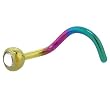 Grade 23 Titanium Rainbow Crystalline Gem Nose Ring