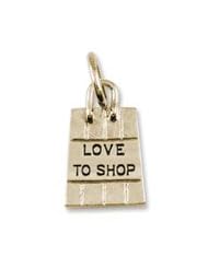 Rembrandt Charms, Shopping Bag Charm in Solid Sterling Silver or Gold