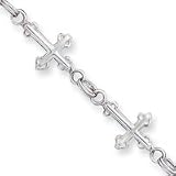 Sterling Silver Triple Link Cross Bracelet - 7.5 inch