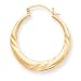 14k Polished and Satin Twisted Hoop Earrings