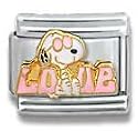 Clearly Charming Snoopy is Love Peanuts Italian Charm Dog Animal Theme Bracelet Link