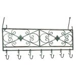 Old Dutch International 36 Inch x 10 Inch Verdigris Flat Pot Rack with 6 Hooks, RM