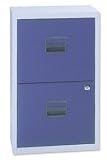 Trexus SoHo Filing Cabinet Steel Lockable 2-Drawer A4 W413xD400xH672mm Grey and Blue