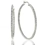 Sterling Silver with CZ Large Hoop Earrings