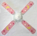Moon & Stars Ceiling Fan in Pink 52 inch by Sweet Pea