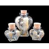 Angel Wings Design Hand Painted 3 Piece Matching Heart Bottle Set with cork tops by 