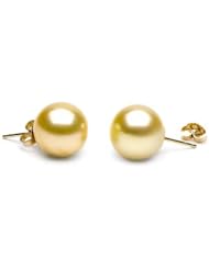 Golden South Sea Pearl Earrings - 12 - 13mm AAA