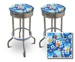 2 Elvis Presley Blue Hawaii Fabric Specialty / Custom Barstools Set