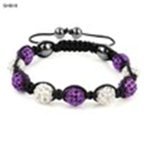 Nambeads © CLEAR WHITE & BLUE Swarovski Crystal Bead SHAMBALLA BRACELET with 9 Iced out Disco ball beads covered in crystals and 4 highly polished Hematite beads. Beautiful handmade high quality Celebrity Fashion bracelet. Check our range of colours.
