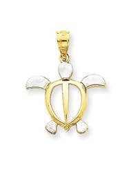 14k Gold & Rhodium Sea Turtle Pendant