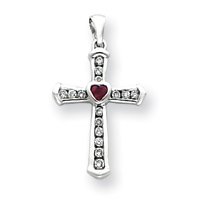 14k White Gold Ruby and Diamond Cross Pendant by Ruby Birthstones