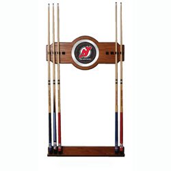 NHL New Jersey Devils 2 piece Wood and Mirror Wall Cue Rack