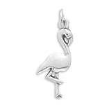 Sterling Silver Oxidized Flamingo Charm