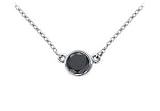 14K White Gold : Bezel Set Round Black Diamond Solitaire Pendant - 0.50 CT. TW.