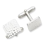 Sterling Silver Diamond-cut Square Cuff Links