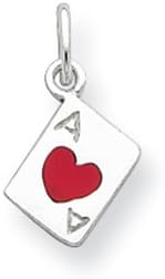 Sterling Silver Enameled Ace of Hearts Card Charm