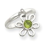 Sterling Silver Peridot Flower Dangle Ring