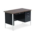 Single Pedestal Steel Desk, 45w x 24d x 29-1/2h, Walnut