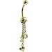 Jewelry : Solid 14KT Yellow Gold X/O HEART Charm Dangle Belly Ring