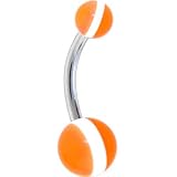 Orange WHITE STRIPED Belly Button Ring