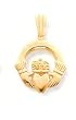 14kt Gold Irish Celtic Claddagh Pendant Charm