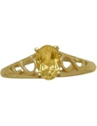 14 Karat Yellow Gold Genuine Citrine Oval Gemstone Baby Ring