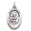 St. Joseph Sterling Silver Medal Pendant 18" Steel Necklace Chain