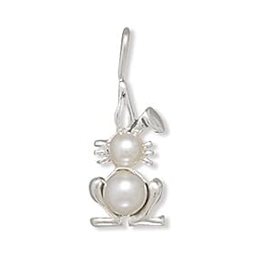 Cultured Freshwater Pearl Bunny Pendant - Free Shipping