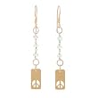 Peace Sign Tag Dangle Earrings in Gold Vermeil with Blue Topaz Beads, #8093