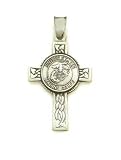 Antiqued Sterling Silver US Marine Corp Irish Celtic Knot Cross Pendant