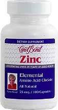 Carol Bond's Zinc, 75 Mg (A Small Amount of Zinc Does a Big Job in Over All Body Health, Zinc Promotes a Healthy Immune System, the Healing of Wounds, & Maintains Your Sense of Taste and Smell) 100 Caps