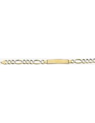8mm 14k White Pave Large Figaro ID Bracelet 8.5"