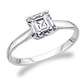 1/4 ct G-H color SI1-SI2 clarity AS shape on White Gold Rings Pre-set Engagement Ring with 1/4 to 1 ct Asscher Diamond.