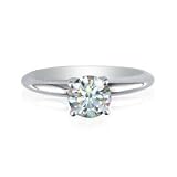 Luxury Engagement Rings: 1ct Hearts and Arrows Round Diamond Solitaire Ring in 18k White Gold, G Color, SI2 Clarity thumbnail