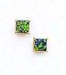 14k Yellow 5 mm Square Mystic Green Opal Earrings