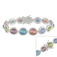 Armband mit bunten Tigerauge Edelsteinen - Sterling Silber