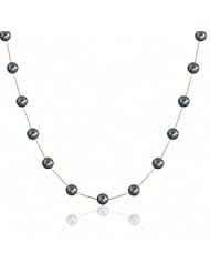 14kt 6x6.5mm Black Freshwater Cultured Pearl 17" Station Necklace