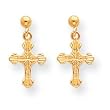 Sardelli - 14kt Gold Polished Patterned Cross Dangle Post Earrings