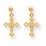 Sardelli - 14kt Gold Polished Patterned Cross Dangle Post Earrings