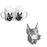 Doberman Pinscher Large Salt and Pepper Shakers, Porcelain by Rosalinde (4')