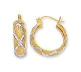 10k Two-Tone 6 mm Diamond-Cut Hoop Earrings
