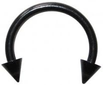 Black Bioplast Tragus / Septum Blackline Ring w/ Spikes - Piercing by VOTREPIERCING - Size: 1.6mm/14G - Diameter: 10mm - Cones: 05mm
