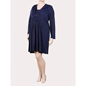 Motherhood Maternity: Plus Size Long Sleeve Stitch Detail Maternity Dress