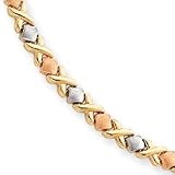  : 14k Tri-color Fancy X and O Stampato Necklace - 17 Inch